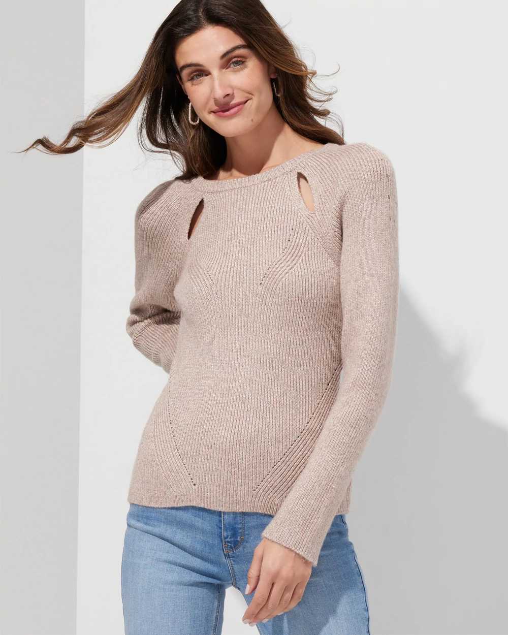 Outlet WHBM Long Sleeve Cut Away Pullover